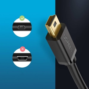 Cablu de date USB A - mini USB B UGREEN 10355, 1m, negru Cablu de date USB A - mini USB B UGREEN 10355, 1m, negru