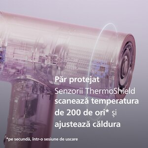 Uscator de par PHILIPS Seria 8000 BHD837/10, 1400W, 3 viteze, 4 trepte temperatura, ThermoShield Advanced, roz Uscator de par PHILIPS Seria 8000 BHD837/10, 1400W, 3 viteze, 4 trepte temperatura, ThermoShield Advanced, roz