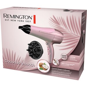 Uscator de par REMINGTON Coconut Smooth D5901, 2200W, 2 viteze, 3 trepte temperatura, roz Uscator de par REMINGTON Coconut Smooth D5901, 2200W, 2 viteze, 3 trepte temperatura, roz