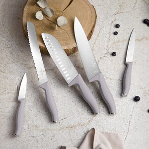 Set cutite BERLINGER HAUS BH/2946 + suport magnetic, 5 piese, otel, 9-20cm, gri Set cutite BERLINGER HAUS BH/2946 + suport magnetic, 5 piese, otel, 9-20cm, gri