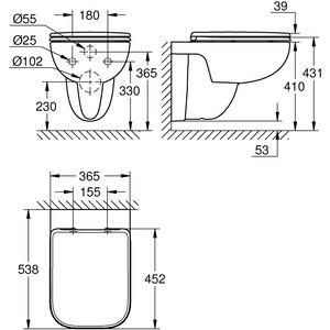 Vas WC GROHE Start Edge 39815000, montaj suspendat, evacuare orizontala, cu capac, alb Vas WC GROHE Start Edge 39815000, montaj suspendat, evacuare orizontala, cu capac, alb