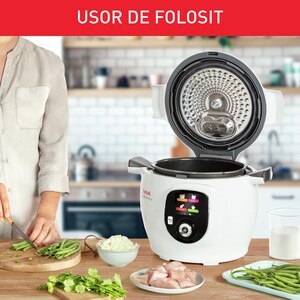 Multicooker TEFAL Cook4Me+ CY851130, 6l, 1600W, 6 programe, aplicatie 150 retete, alb-gri Multicooker TEFAL Cook4Me+ CY851130, 6l, 1600W, 6 programe, aplicatie 150 retete, alb-gri