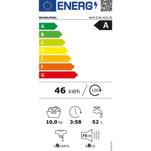 Masina de spalat rufe frontala WHIRLPOOL WPM 07W ADS EE, 6th Sense, Steam, 10 kg, 1400rpm, Clasa A, alb Masina de spalat rufe frontala WHIRLPOOL WPM 07W ADS EE, 6th Sense, Steam, 10 kg, 1400rpm, Clasa A, alb