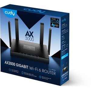 Router Wireless Gigabit CUDY WR3000 AX3000, Wi-Fi 6, Dual-Band 574 + 2402 Mbps, negru Router Wireless Gigabit CUDY WR3000 AX3000, Wi-Fi 6, Dual-Band 574 + 2402 Mbps, negru