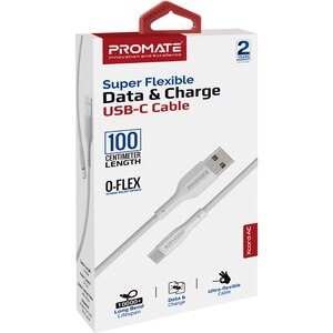 Cablu date PROMATE XCord-AC200, USB-A - USB-C, 2m, alb Cablu date PROMATE XCord-AC200, USB-A - USB-C, 2m, alb