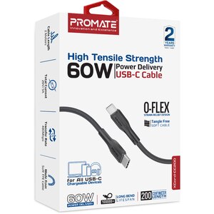 Cablu PROMATE XCord-CC200, USB-C - USB-C, 2m, negru Cablu PROMATE XCord-CC200, USB-C - USB-C, 2m, negru