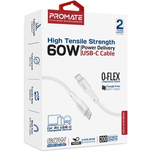 Cablu PROMATE XCord-CC200, USB-C - USB-C, 2m, alb Cablu PROMATE XCord-CC200, USB-C - USB-C, 2m, alb