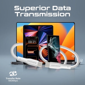 Cablu date PROMATE Xcord-CC300, USB-C - USB-C, 3m, alb Cablu date PROMATE Xcord-CC300, USB-C - USB-C, 3m, alb