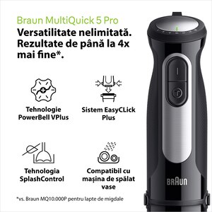 Mixer vertical BRAUN MultiQuick 5 Pro MQ55755M, 0.6l, 1000W, 25 trepte viteza, negru-argintiu Mixer vertical BRAUN MultiQuick 5 Pro MQ55755M, 0.6l, 1000W, 25 trepte viteza, negru-argintiu