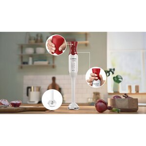 Mixer vertical BOSCH ErgoMixx MSM64010, 0.6l, 450W, 1 treapta viteza, alb-rosu Mixer vertical BOSCH ErgoMixx MSM64010, 0.6l, 450W, 1 treapta viteza, alb-rosu