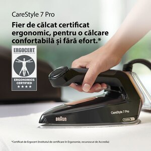 Statie de calcat BRAUN CareStyle 7 Pro IS7286, 2700W, 650g/min, 2l, talpa EloxalPlus, negru-auriu Statie de calcat BRAUN CareStyle 7 Pro IS7286, 2700W, 650g/min, 2l, talpa EloxalPlus, negru-auriu