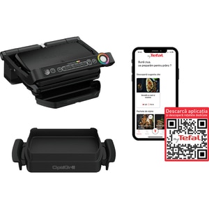 Gratar electric TEFAL OptiGrill+ Snacking&Baking GC714834, 2000W, 6 programe automate, negru Gratar electric TEFAL OptiGrill+ Snacking&Baking GC714834, 2000W, 6 programe automate, negru