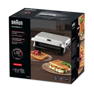 Sandwich maker BRAUN SM5006, 800W, 2 placi detasabile, negru-argintiu Sandwich maker BRAUN SM5006, 800W, 2 placi detasabile, negru-argintiu