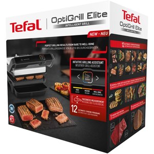 Gratar electric TEFAL OptiGrill Elite GC750D30, 2000W, 12 programe automate, argintiu-negru Gratar electric TEFAL OptiGrill Elite GC750D30, 2000W, 12 programe automate, argintiu-negru
