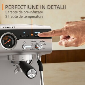 Espressor manual KRUPS Precision XP804T10, 3.5l, 15 bar, sistem Thermoblock, negru-argintiu Espressor manual KRUPS Precision XP804T10, 3.5l, 15 bar, sistem Thermoblock, negru-argintiu