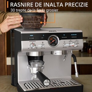 Espressor manual KRUPS Precision XP804T10, 3.5l, 15 bar, sistem Thermoblock, negru-argintiu Espressor manual KRUPS Precision XP804T10, 3.5l, 15 bar, sistem Thermoblock, negru-argintiu