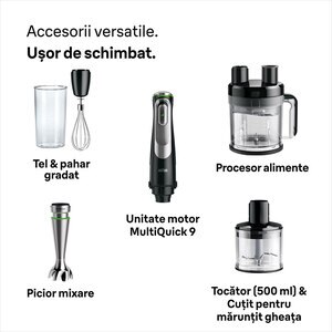 Mixer vertical BRAUN MQ9195XLI, 2l, 1200W, viteza variabila, negru-argintiu Mixer vertical BRAUN MQ9195XLI, 2l, 1200W, viteza variabila, negru-argintiu