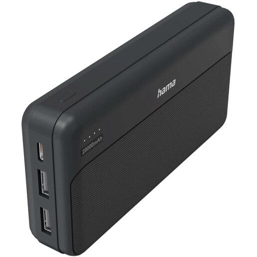 Baterie externa HAMA Pocket 20, 20000mAh, 2xUSB-A, antracit Baterie externa HAMA Pocket 20, 20000mAh, 2xUSB-A, antracit