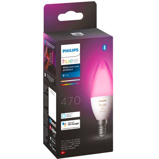 Bec LED Smart PHILIPS Hue 8719514356610, E14, 5.3W, 470lm, lumina variabila Bec LED Smart PHILIPS Hue 8719514356610, E14, 5.3W, 470lm, lumina variabila