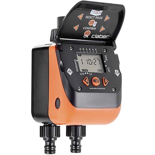 Programator irigatie Aquadue, iesire dubla, IP65, negru-portocaliu Programator irigatie Aquadue, iesire dubla, IP65, negru-portocaliu