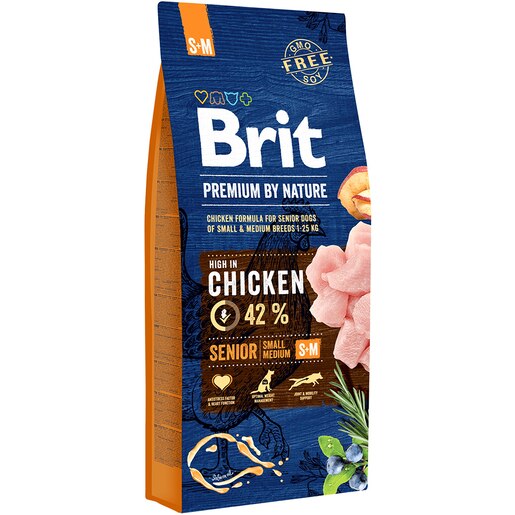 Hrana uscata pentru caini BRIT Premium by Nature S+M, Senior, Pui, 15 kg Hrana uscata pentru caini BRIT Premium by Nature S+M, Senior, Pui, 15 kg