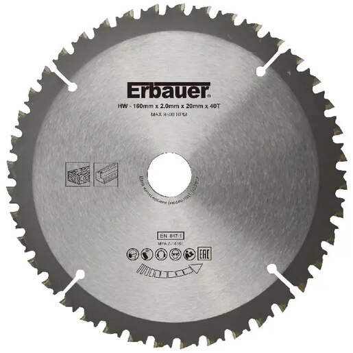 Disc circular Erbauer, 160 x 20 x 2 mm, 40 dinti Disc circular Erbauer, 160 x 20 x 2 mm, 40 dinti
