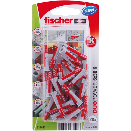 Set dibluri FISCHER DuoPower, 6 x 30mm, 28 bucati Set dibluri FISCHER DuoPower, 6 x 30mm, 28 bucati