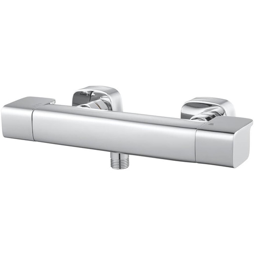 Baterie dus GOODHOME Teesta, termostat, alama, argintiu Baterie dus GOODHOME Teesta, termostat, alama, argintiu