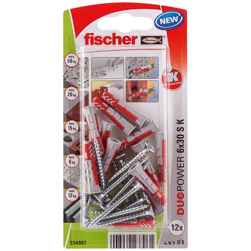Set dibluri FISCHER DuoPower, 6 x 30mm, 12 bucati Set dibluri FISCHER DuoPower, 6 x 30mm, 12 bucati