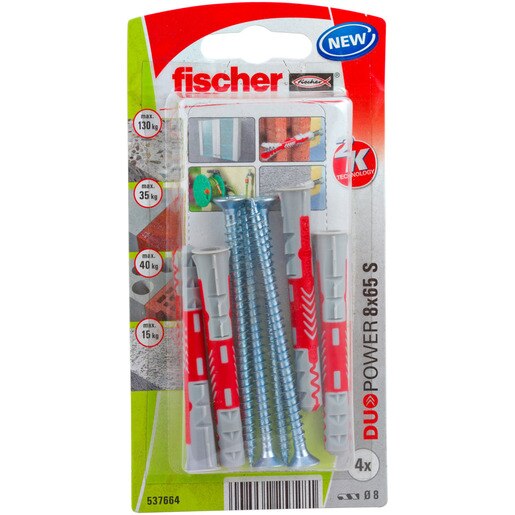 Set dibluri FISCHER DuoPower, 8 x 65mm 4 bucati Set dibluri FISCHER DuoPower, 8 x 65mm 4 bucati