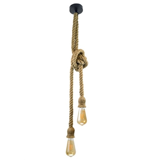 Lustra tip pendul, Maro, 12 W, 2 x E27 Polux Rope Lustra tip pendul, Maro, 12 W, 2 x E27 Polux Rope