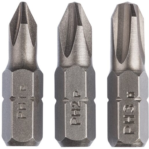 Set biti BOSCH, PH1, PH2, PH3, 25mm, 3 bucati Set biti BOSCH, PH1, PH2, PH3, 25mm, 3 bucati