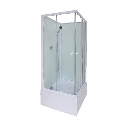 Cabina dus simpla inalta GOODHOME Arkell, patrata, profil metalic, sticla securizata, 80 x 80 x 200 cm, alb Cabina dus simpla inalta GOODHOME Arkell, patrata, profil metalic, sticla securizata, 80 x 80 x 200 cm, alb