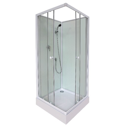 Cabina dus simpla GOODHOME Arkell, patrata, profil metalic, sticla securizata, 80 x 80 x 200 cm, alb Cabina dus simpla GOODHOME Arkell, patrata, profil metalic, sticla securizata, 80 x 80 x 200 cm, alb