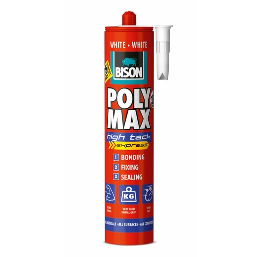 Adeziv universal BISON Poly Max high tack Express, alb, 425 g Adeziv universal BISON Poly Max high tack Express, alb, 425 g