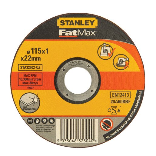 Disc taiere inox STANLEY Fatmax STA32602-QZ, 115 x 22.2 x 1 mm Disc taiere inox STANLEY Fatmax STA32602-QZ, 115 x 22.2 x 1 mm