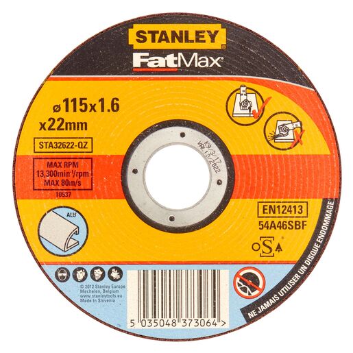 Disc taiere aluminiu STANLEY Fatmax STA32622-QZ, 115 x 22.2 x 1.6 mm Disc taiere aluminiu STANLEY Fatmax STA32622-QZ, 115 x 22.2 x 1.6 mm