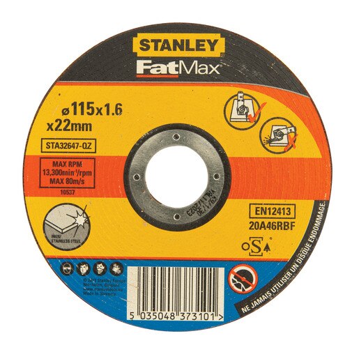 Disc taiere inox STANLEY Fatmax STA32647-QZ, 115 x 22.2 x 1.6 mm Disc taiere inox STANLEY Fatmax STA32647-QZ, 115 x 22.2 x 1.6 mm