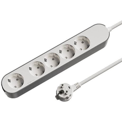 Prelungitor JACOBSEN, 5 prize Schuko, 3 m, 1.5 mm, alb/gri Prelungitor JACOBSEN, 5 prize Schuko, 3 m, 1.5 mm, alb/gri