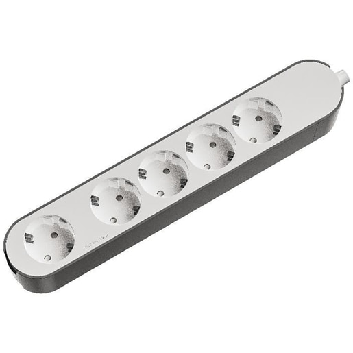 Prelungitor JACOBSEN, 5 prize Schuko, alb/gri Prelungitor JACOBSEN, 5 prize Schuko, alb/gri