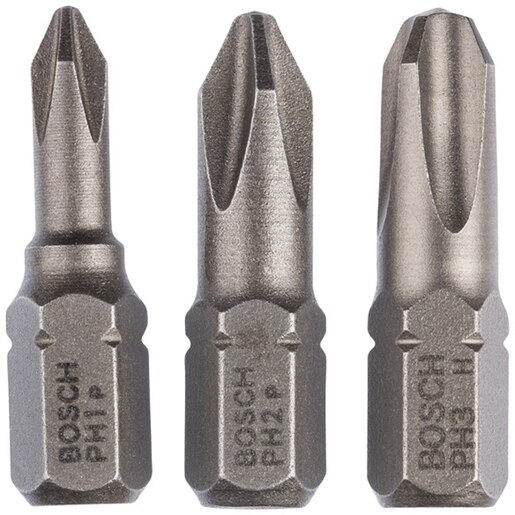 Set biti BOSCH, PH1, PH2, PH3, 25mm, 3 bucati Set biti BOSCH, PH1, PH2, PH3, 25mm, 3 bucati
