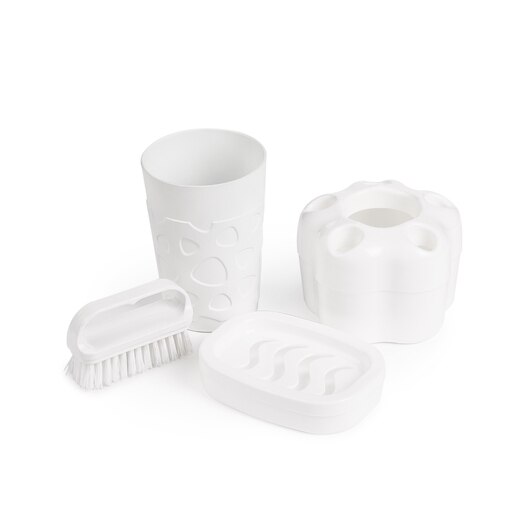 Set accesorii baie PLASTINA, 4 piese, alb Set accesorii baie PLASTINA, 4 piese, alb
