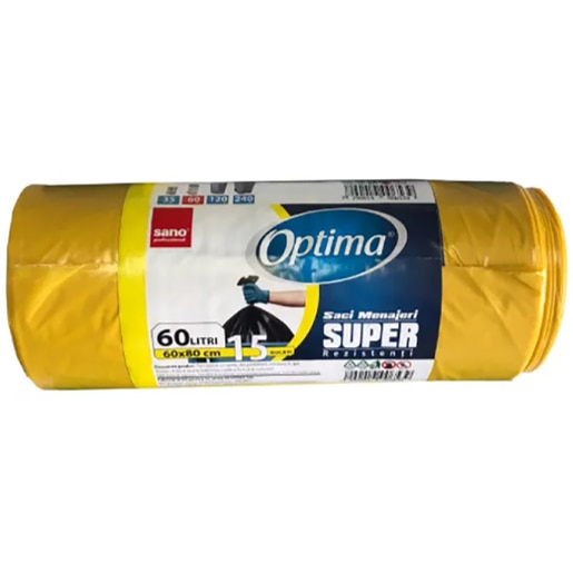 Saci menajeri SANO Optima, 15 bucati, 60 l, galben Saci menajeri SANO Optima, 15 bucati, 60 l, galben