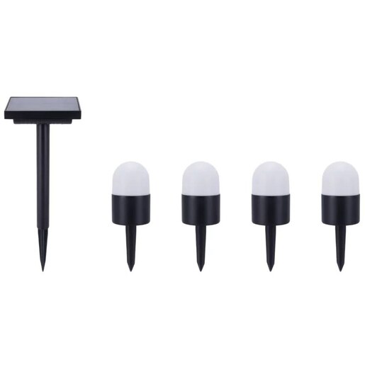 Set 4 lampi solare Bollard Stake, IP44, negru Set 4 lampi solare Bollard Stake, IP44, negru