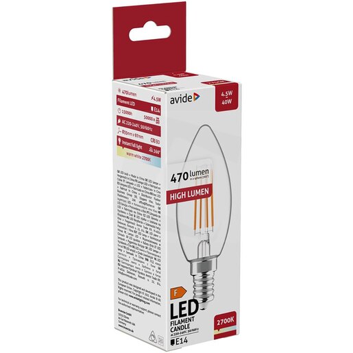 Bec LED AVIDE, E14, 4.5W, 470lm, lumina calda Bec LED AVIDE, E14, 4.5W, 470lm, lumina calda