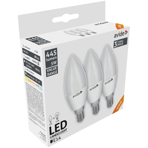 Set 3 becuri LED AVIDE, E14, 5W, 445lm, lumina neutra Set 3 becuri LED AVIDE, E14, 5W, 445lm, lumina neutra