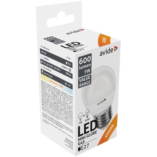 Bec LED AVIDE, E27, 7W, 600lm, lumina neutra Bec LED AVIDE, E27, 7W, 600lm, lumina neutra