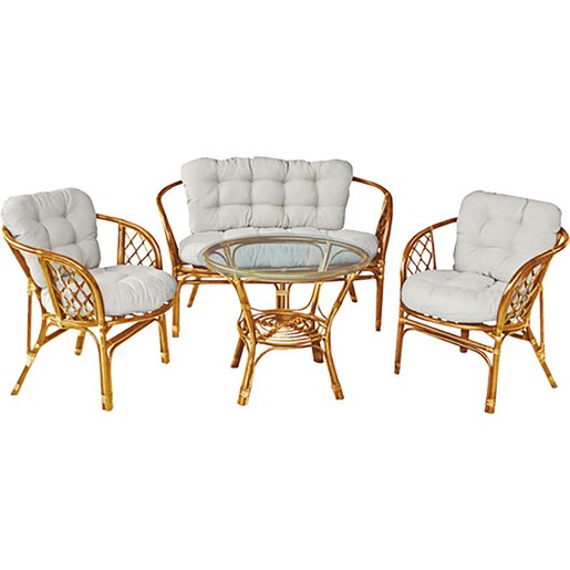 Set mobilier gradina Home Decor, 4 piese, perne, maro deschis Set mobilier gradina Home Decor, 4 piese, perne, maro deschis
