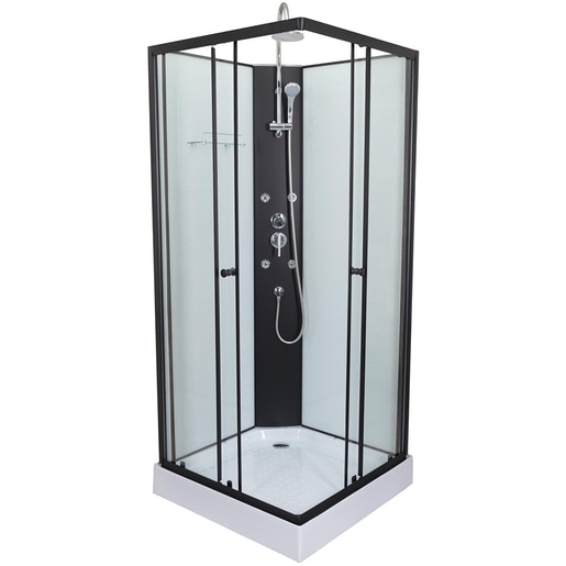 Cabina de dus cu hidromasaj SANOTECHNIK Stil PS18B, 90 x 90 x 225 cm, sticla securizata 4mm, profil negru Cabina de dus cu hidromasaj SANOTECHNIK Stil PS18B, 90 x 90 x 225 cm, sticla securizata 4mm, profil negru