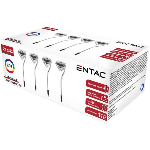 Set 4 lampi solare ENTAC EGSL-SS1LCR30RGB-I4, IP44, argintiu Set 4 lampi solare ENTAC EGSL-SS1LCR30RGB-I4, IP44, argintiu